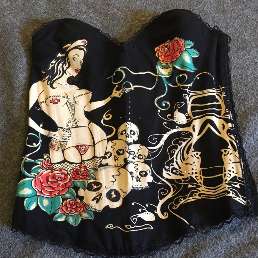 pre-loved Skull print Rock n Roll Corset